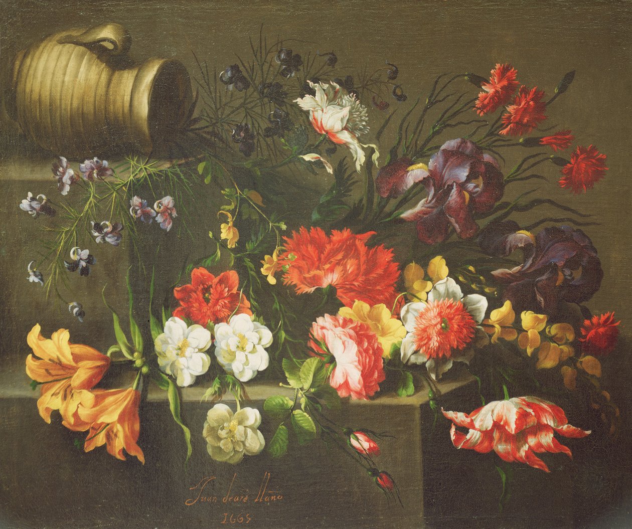 Flores em um Ledge, 1665 de Juan de Arellano