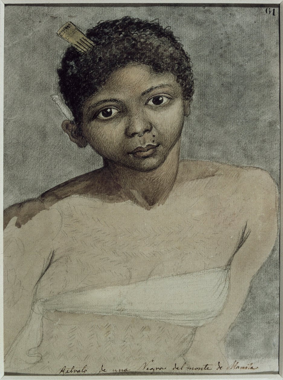 Retrato de uma mulher negra dos Montagned de Manila, feito durante a expedição às Filipinas de Malaspina com corvetas Atrevida e Descubierta de Juan Ravenet