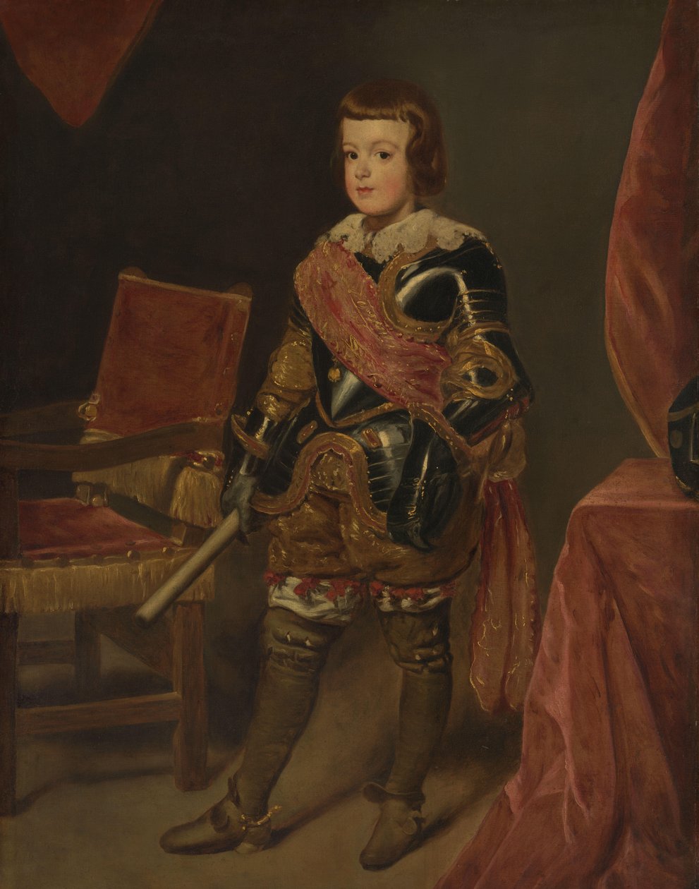 Retrato do Príncipe Baltasar Carlos, Filho do Rei Filipe IV de Espanha, com aproximadamente 11 anos de idade de Juan Bautista Martínez del Mazo (attributed to)