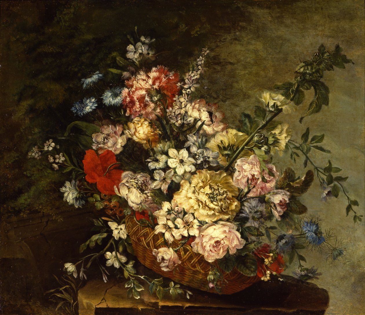 Ainda vida com flores em uma cesta, c.1780-1790 de Juan Bautista Romero
