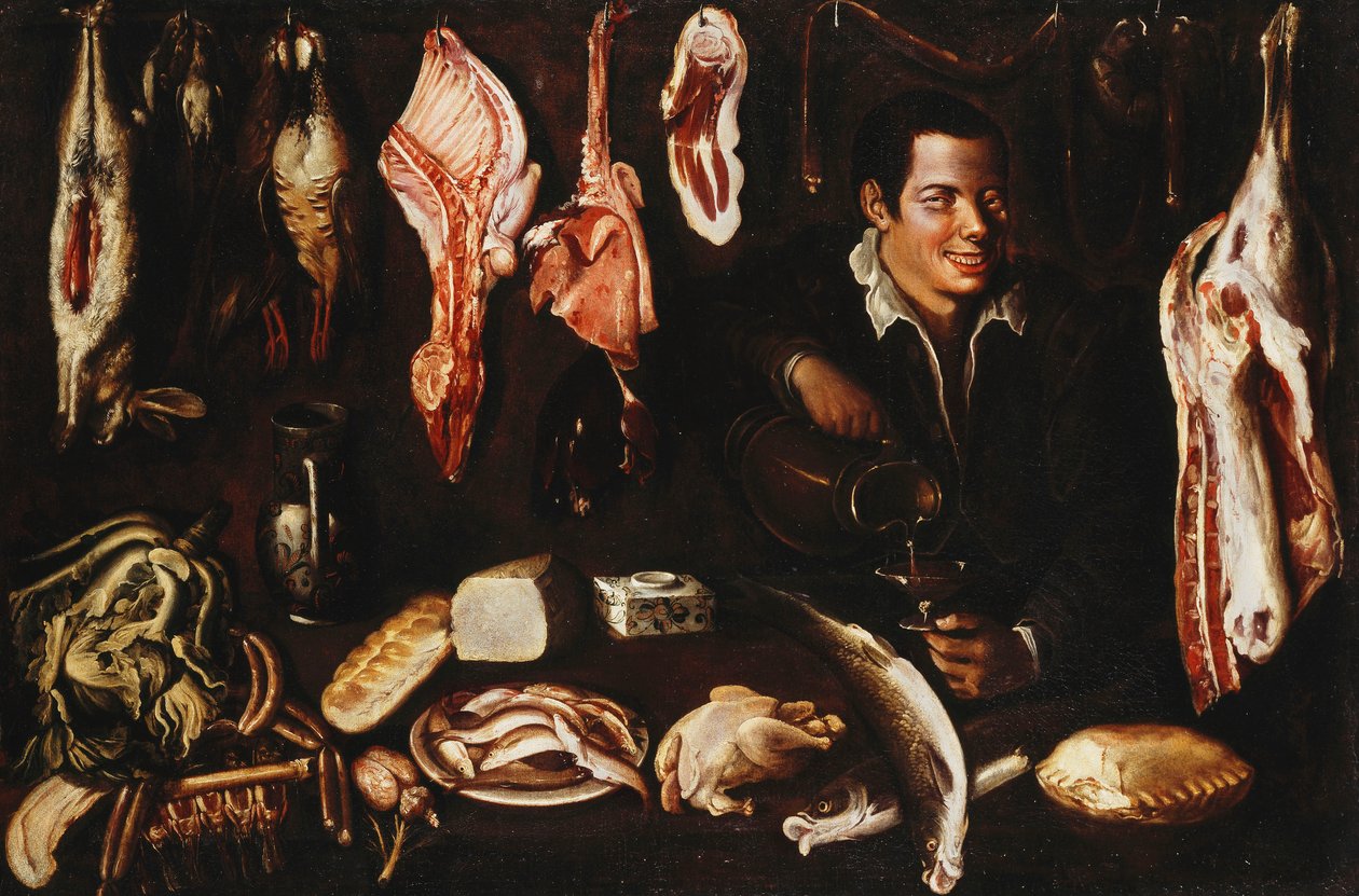Um jovem derramando vinho em uma despensa, 1606 de Juan Esteban
