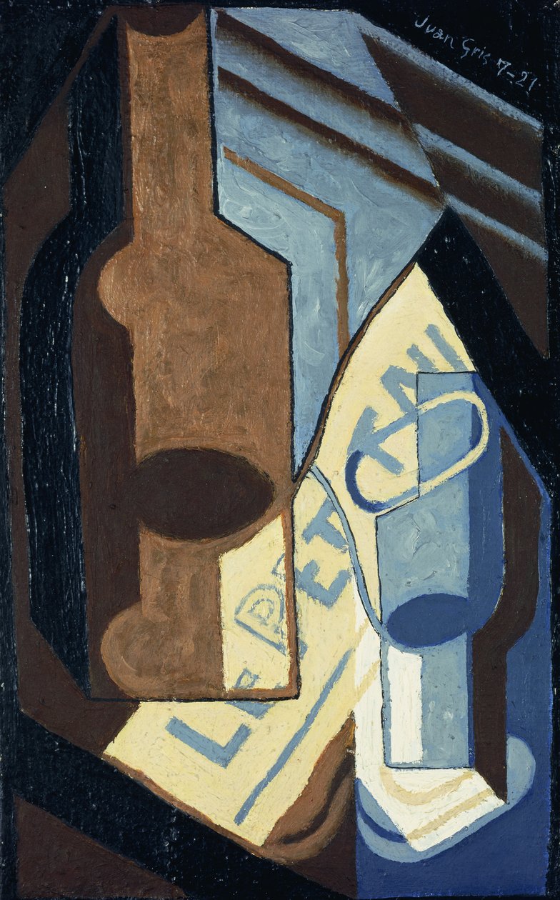 Garrafa e copo; Garrafa e copo, 1921 de Juan Gris