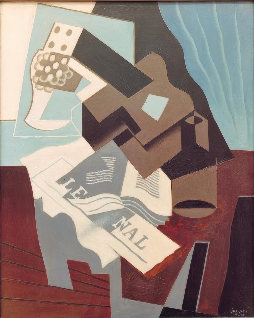 Guitarra, livro e jornal de Juan Gris