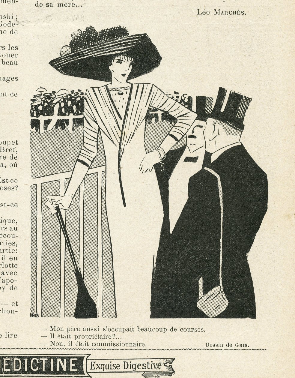 Ilustração de J Gris (1887-1927) em Le Lire, 02/10/09 - Moda, Chapéu, Vida dos Ricos, Hippismo - Mulheres de Juan Gris