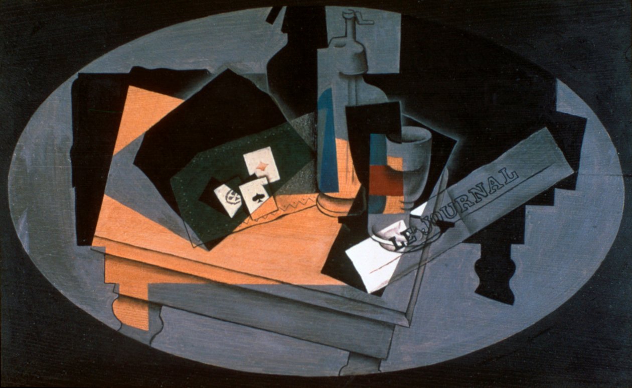 Cartas de jogar e sifão, 1916. de Juan Gris
