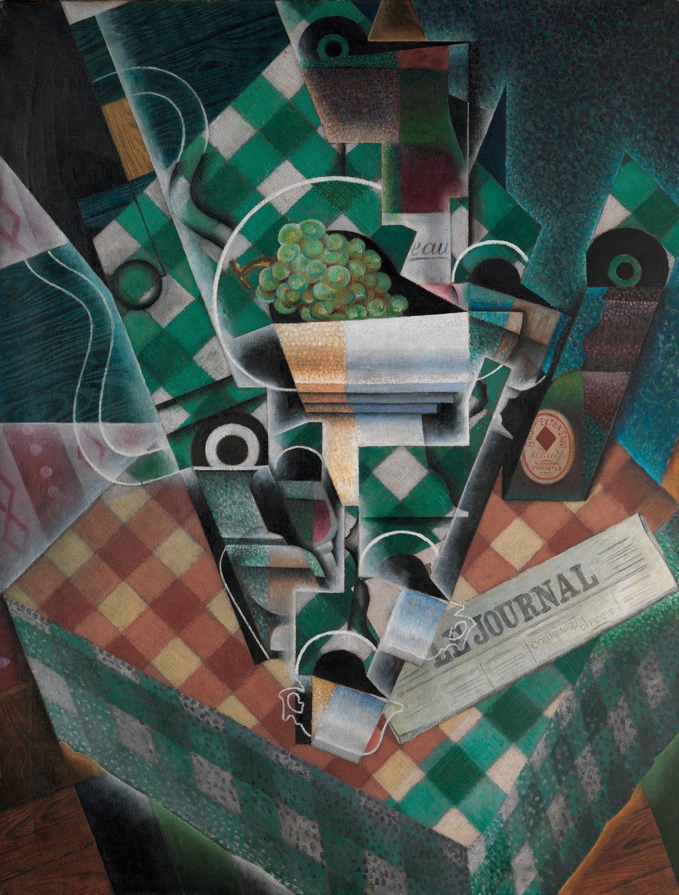 Ainda vida com toalha xadrez, 1915 de Juan Gris