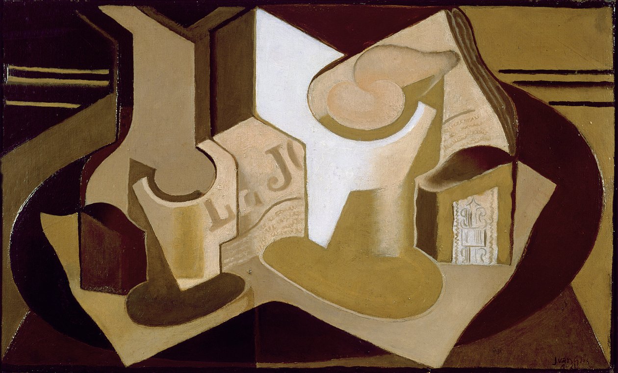 Ainda vida com jornal, 1921 de Juan Gris