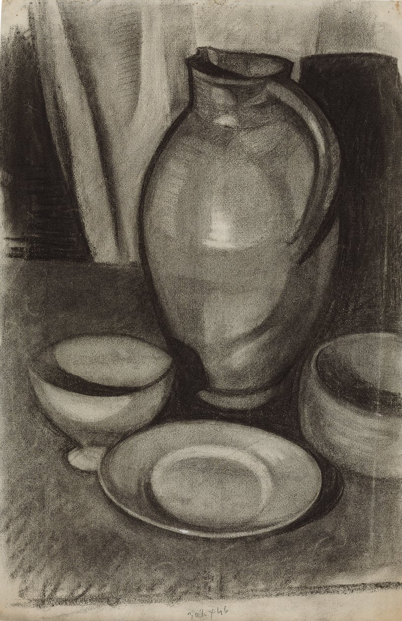 Ainda vida com um jarro; Natureza morte a la cruche, 1910 de Juan Gris