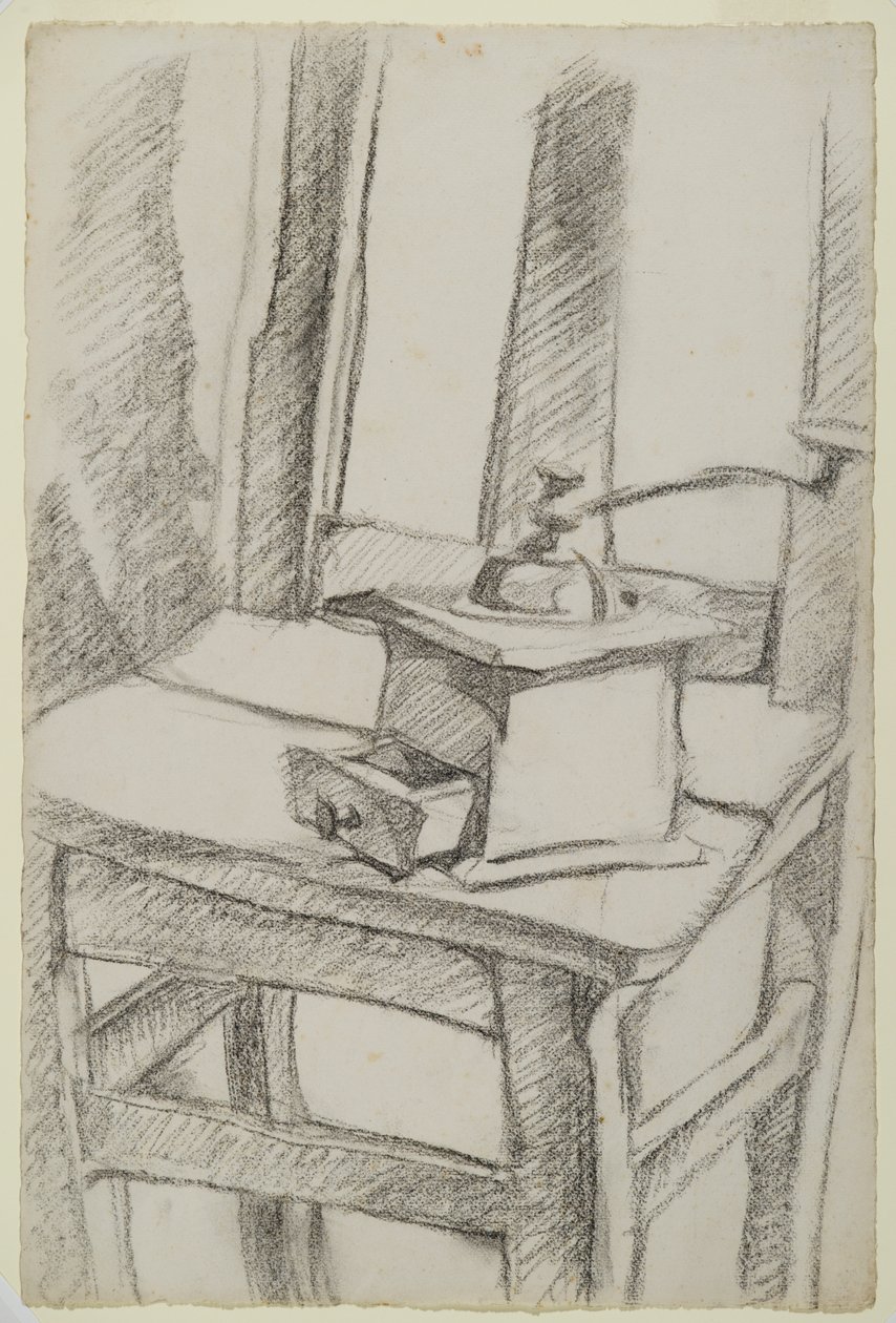 The Coffee Grinder (1911) (carvão sobre papel) de Juan Gris