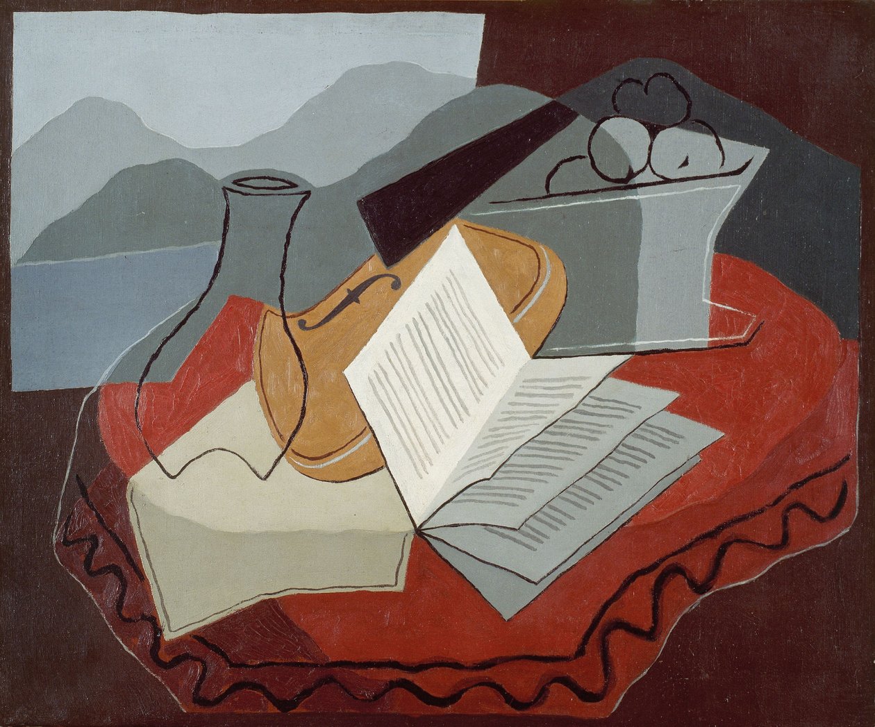 Violino diante de uma janela aberta de Juan Gris