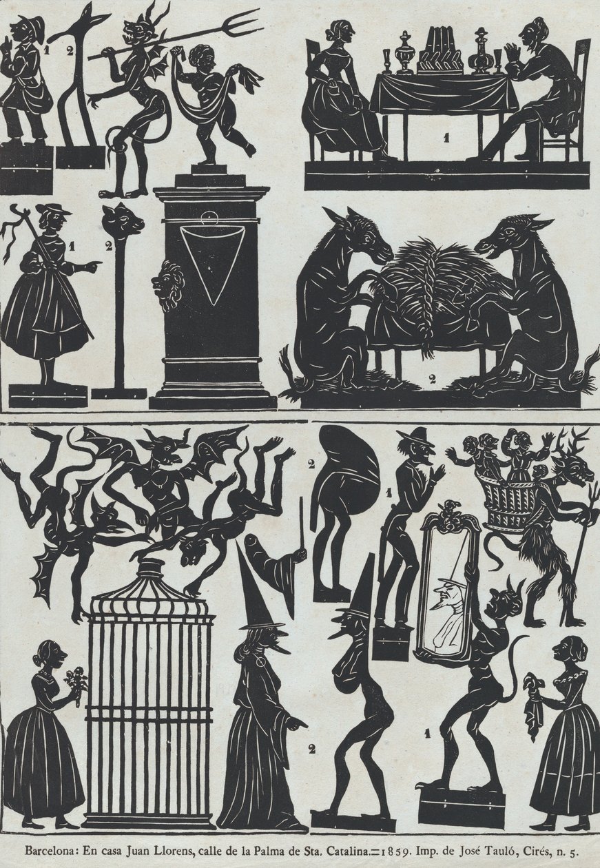 Folha 11 de figuras para bonecos de sombra chineses, 1859. de Juan Llorens
