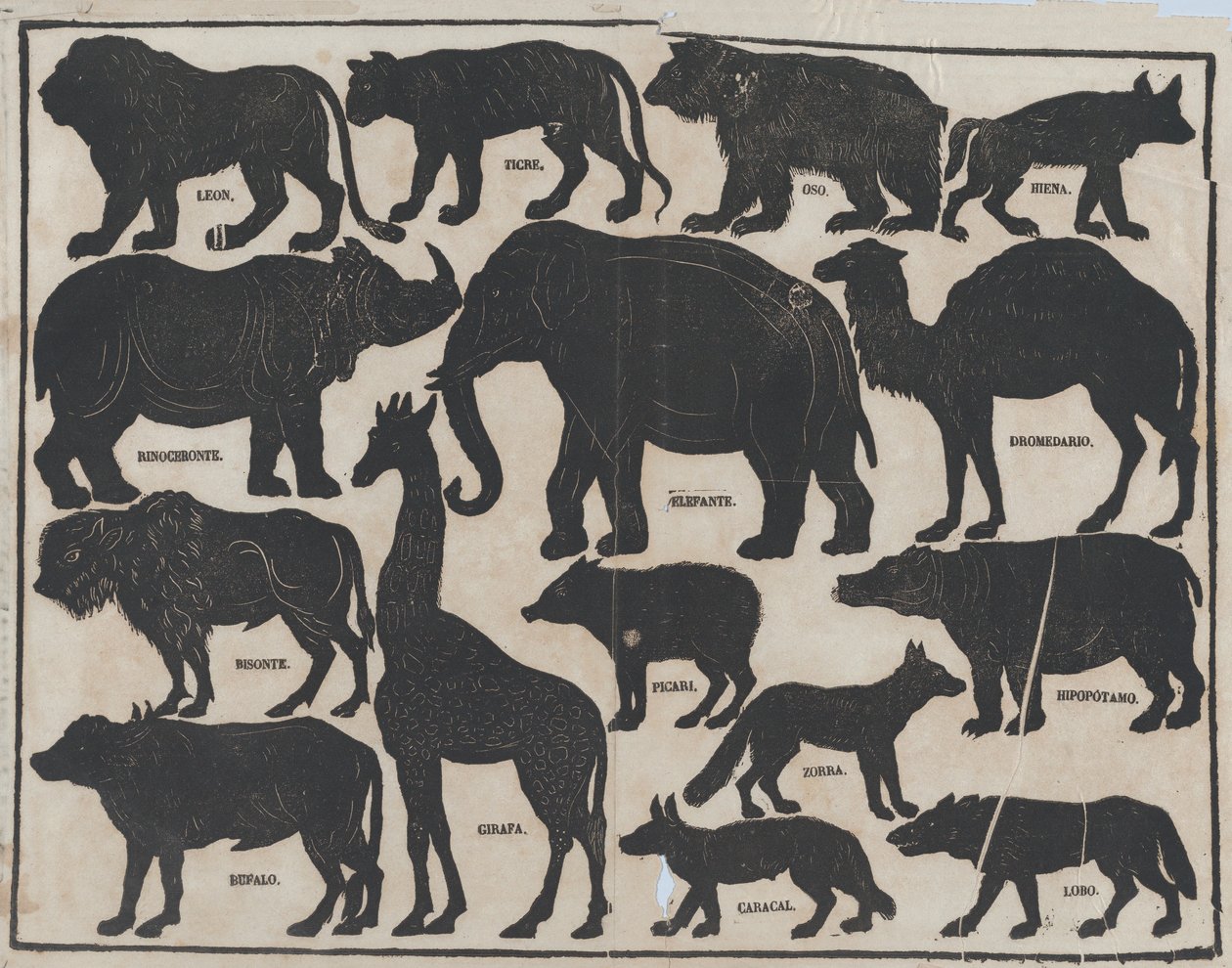 Folha 5 de figuras para bonecos de sombra chineses, ca. 1850-70. de Juan Llorens
