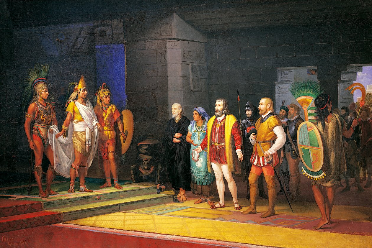 Encontro de Hernan Cortez com Montezuma no México de Juan Ortega