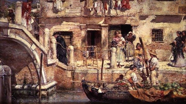 Sobre um canal veneziano (óleo sobre painel) de Juan Pablo Salinas Tervel