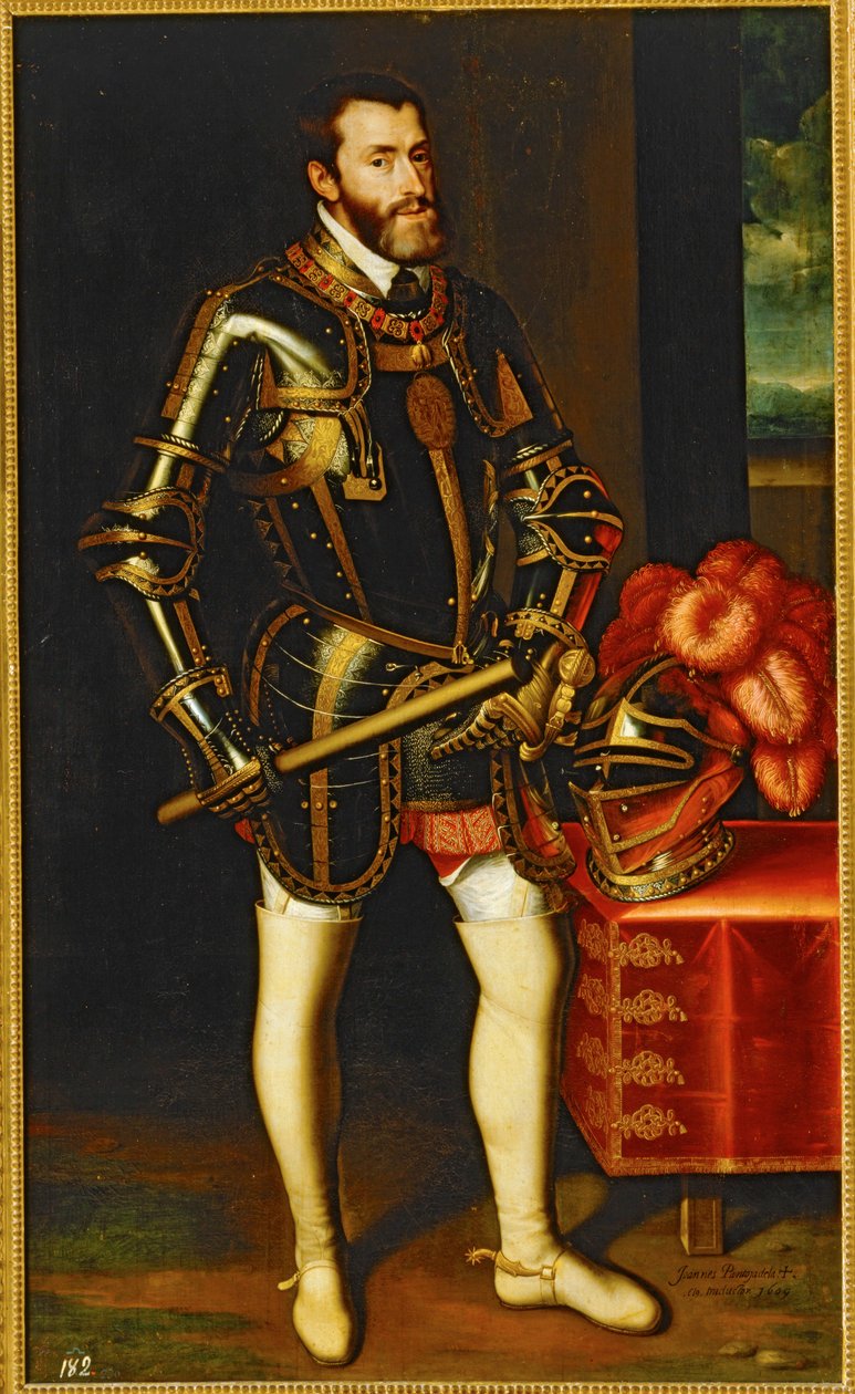 Retrato do Imperador Carlos V ... (pintura sobre tela) de Juan Pantoja de la Cruz