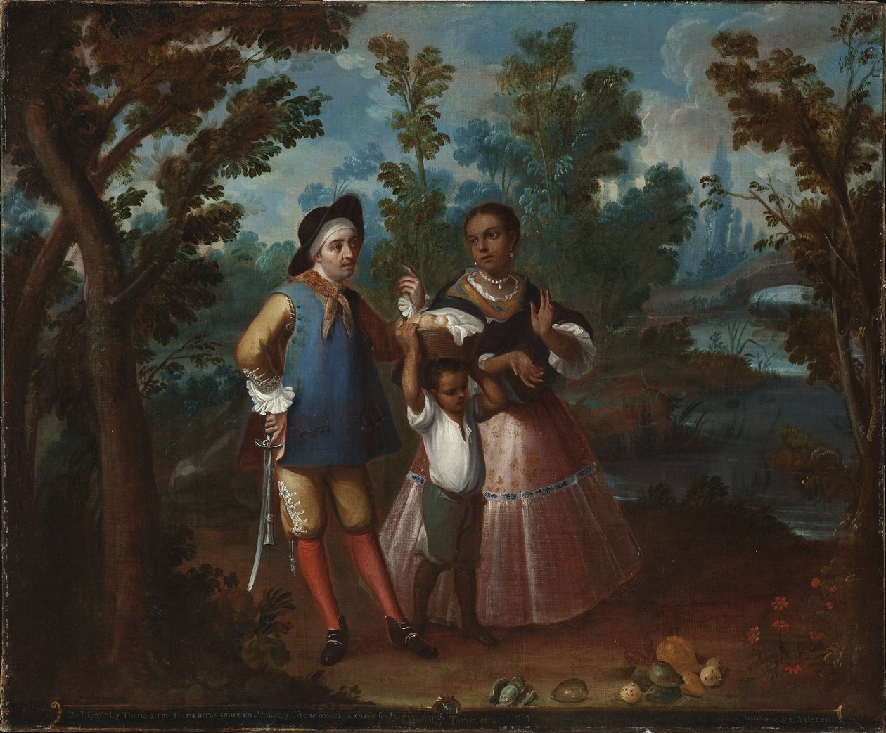 X. Do espanhol e retorno para trás, segure-se suspenso no ar (X. De español y dê livre, tente en el aire), c.1760 de Juan Patricio Morlete Ruiz