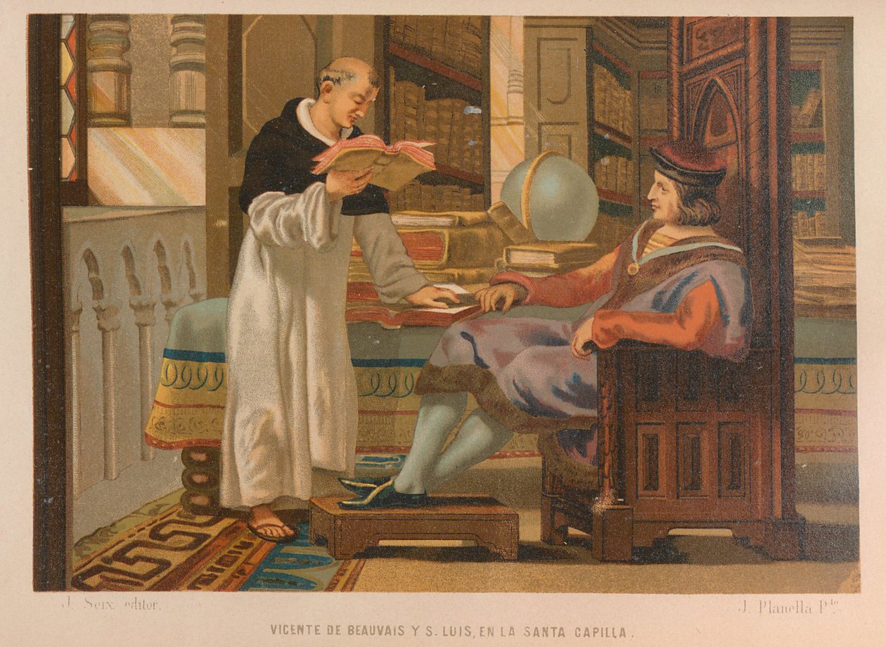 Vicente de Beauvais e São Luís. De: Ciência e seus homens, 1879. de Juan Planella y Rodríguez