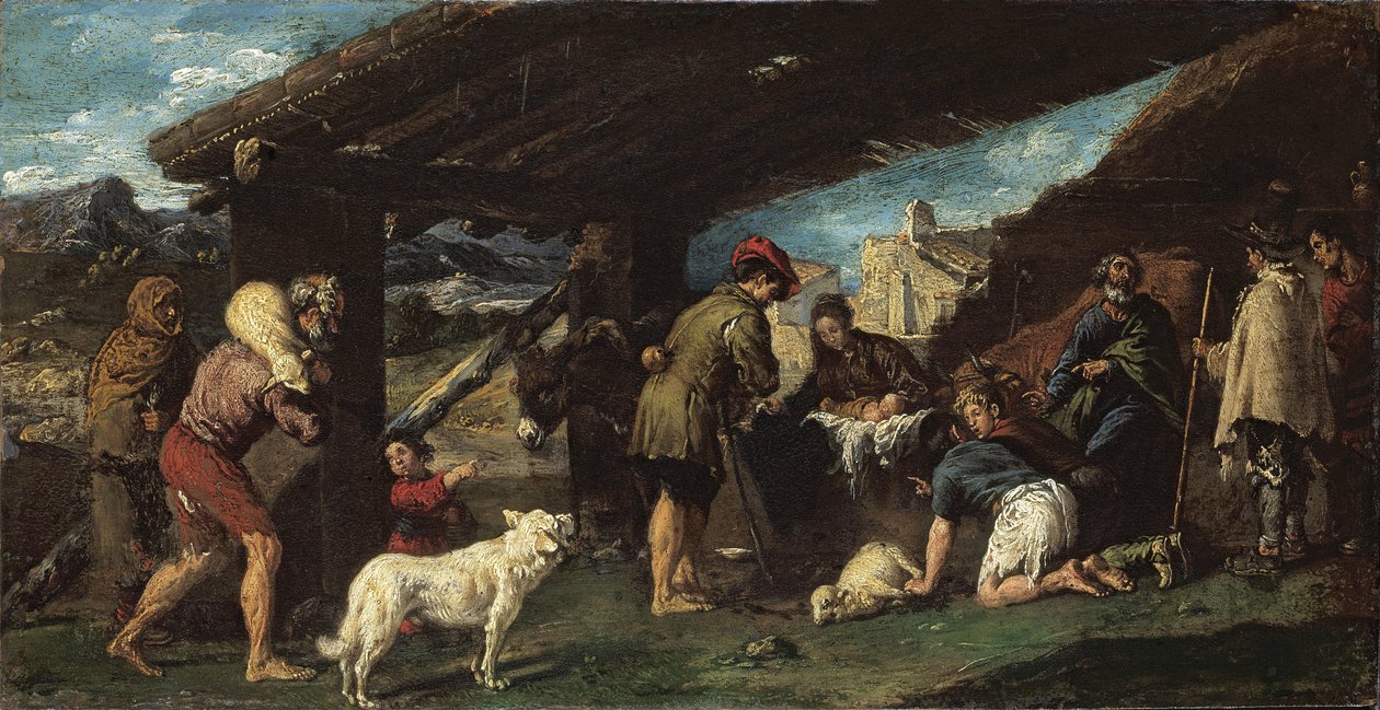 A Adoração dos Pastores - Pintura de Juan Ribalta (1597-1628), óleo sobre cobre, cerca de 1620 de Juan Ribalta