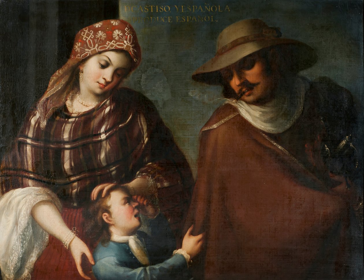 Castizo e espanhol produzem um espanhol, c.1715 de Juan Rodríguez Juárez