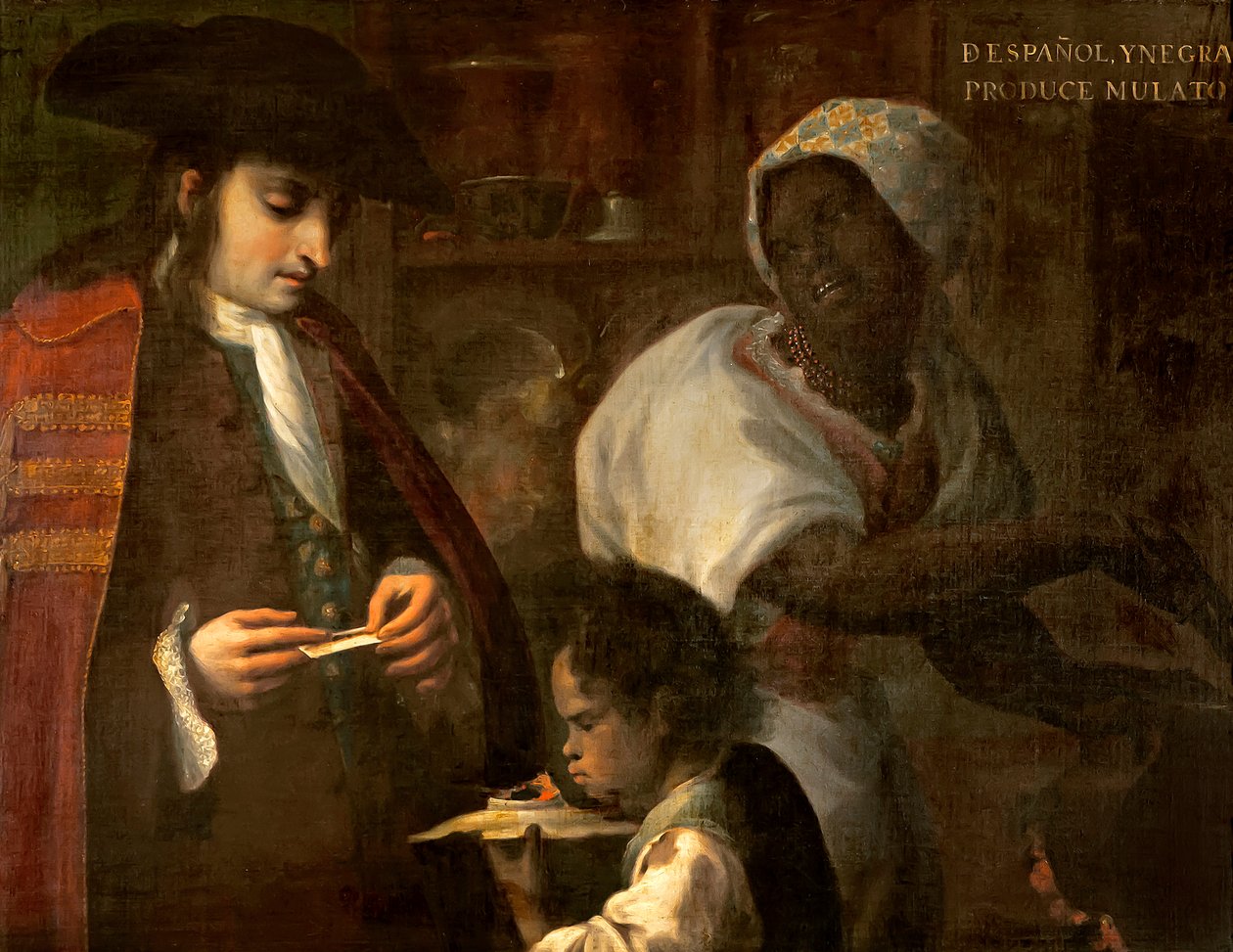 Espanhol e Preto Produzem um Mulato, c.1715 de Juan Rodríguez Juárez