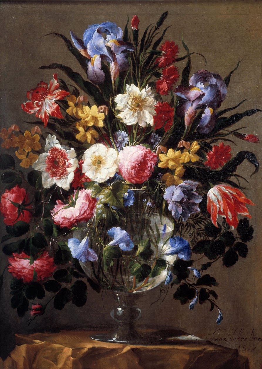 Um ramo de flores. Pintura de Juan De Arellano (1614-1676) Ec. Esp. de Juan de Arellano