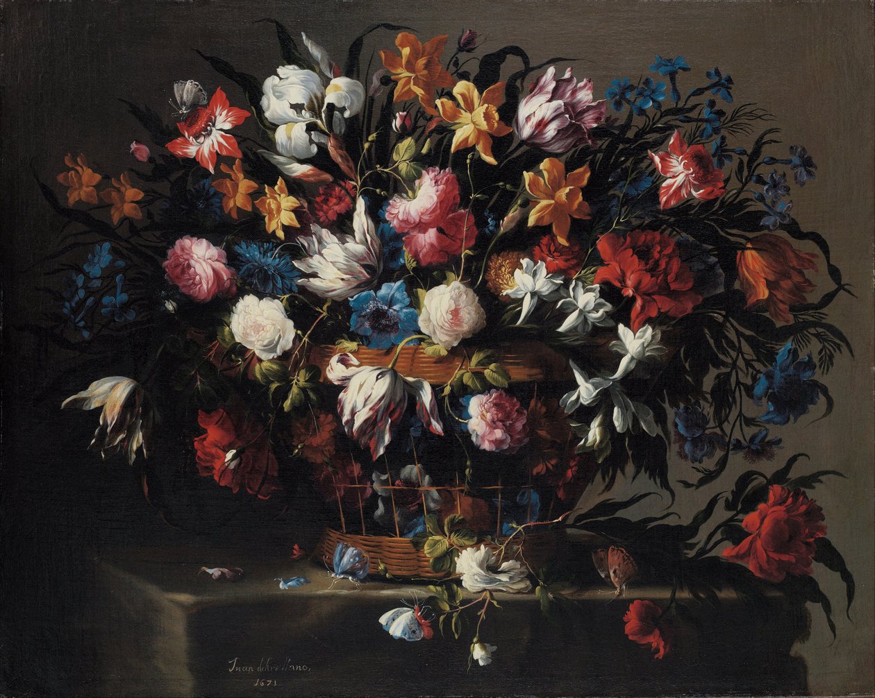 Cesta pequena de flores, 1671 de Juan de Arellano