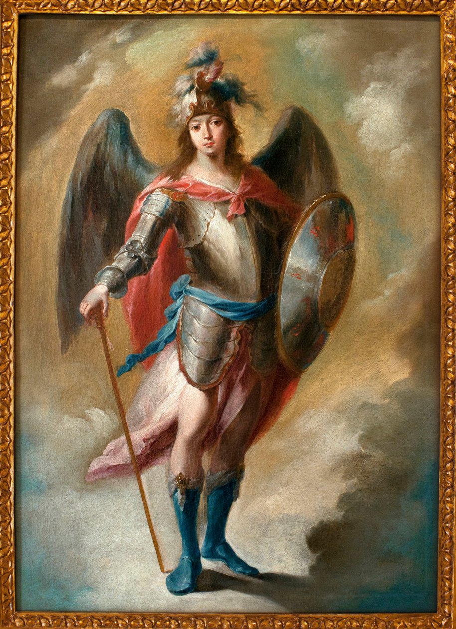 O Arcanjo São Miguel - Pintura de Juan de Espinal (1714-1783), Oil On Canvas, ca. 1780 - Museu de Belas Artes de Sevilha, Espanha de Juan de Espinal