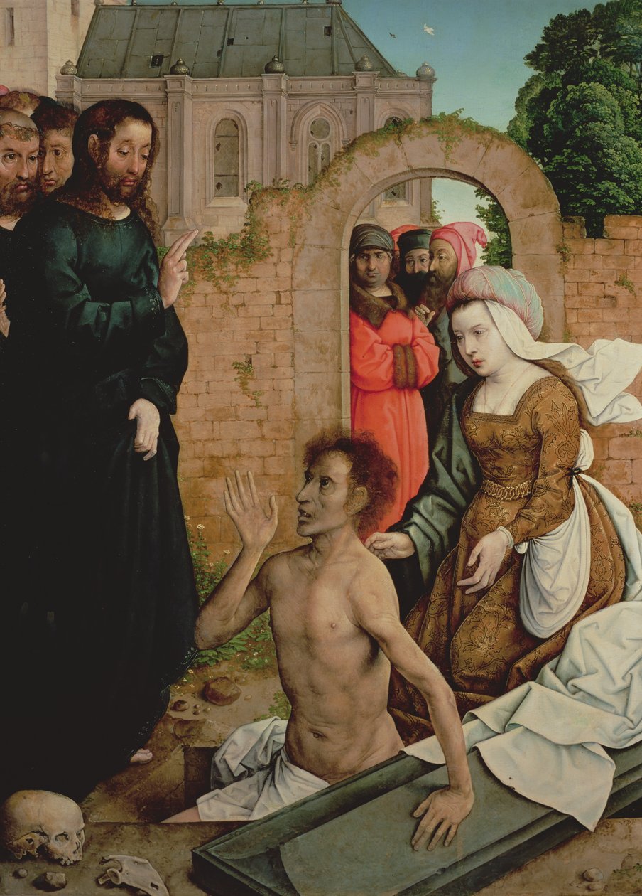 A Ressurreição de Lázaro (óleo no painel) de Juan de Flandes