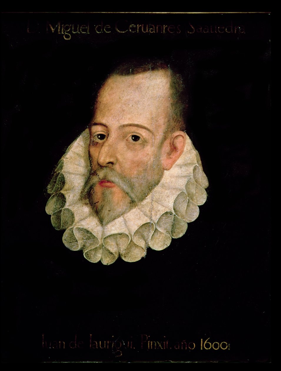 Retrato de Miguel de Cervantes y Saavedra (1547-1615) 1600 (óleo sobre painel) de Juan de Jauregui y Aguilar