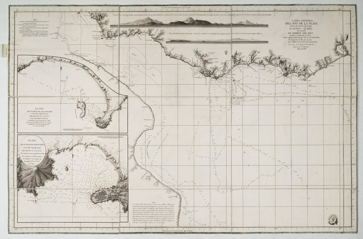Carta da América do Sul e da Costa Atlântica de Juan de Langara