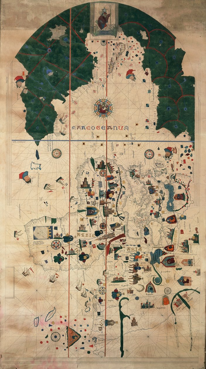Carta de Portolan-Nautical planisphere de Juan de la Cosa, Circa 1500 de Juan de la Cosa
