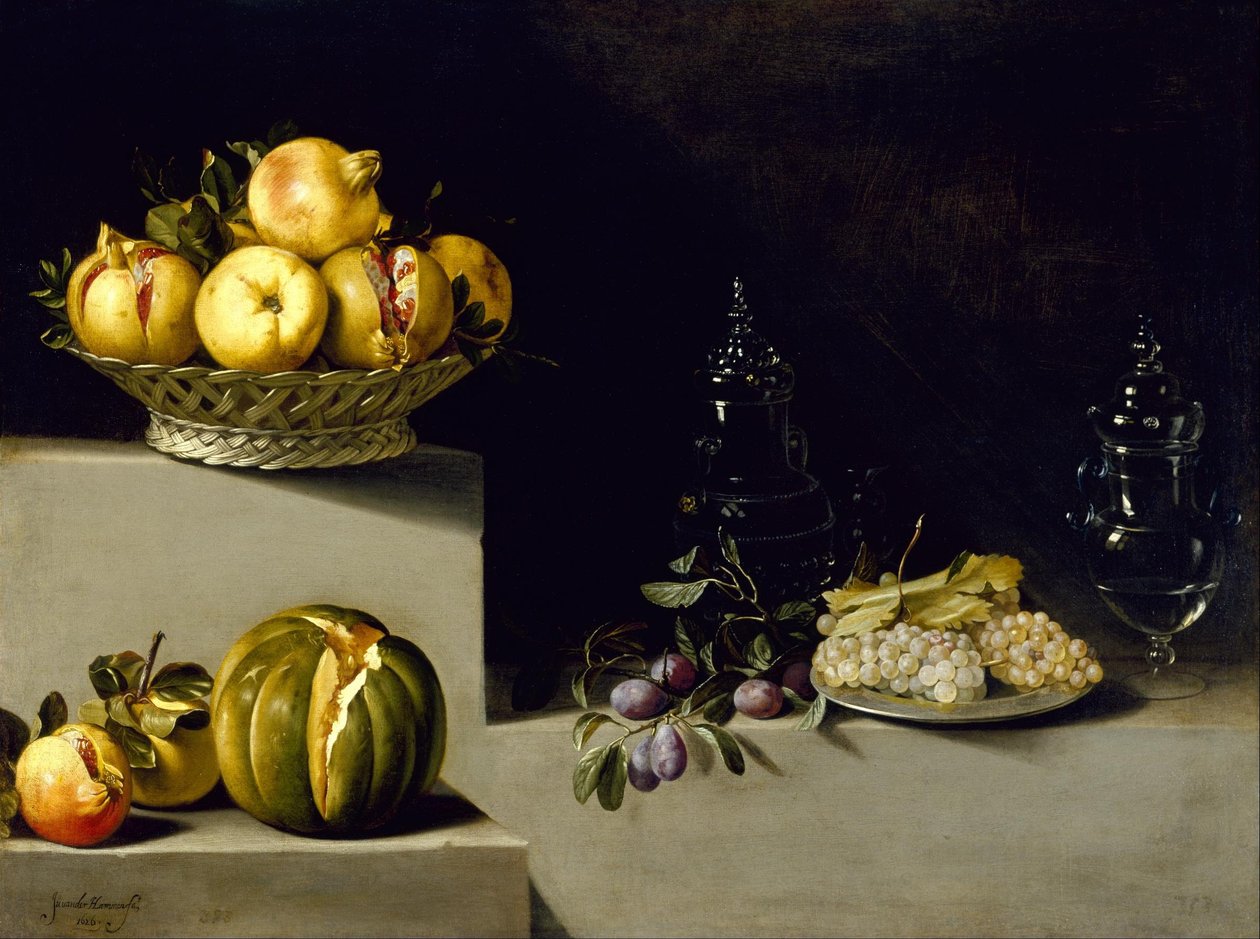 Natureza morta com fruta e objectos de vidro de Juan van der Hamen