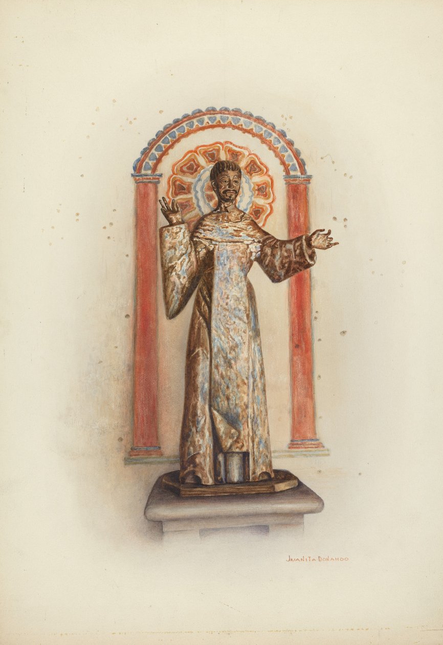 Estátua do Santo provavelmente São Domingos, 1941. de Juanita Donahoo