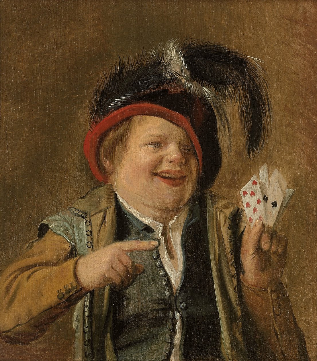 Um jogador de cartas (óleo no painel) de Judith (circle of) Leyster