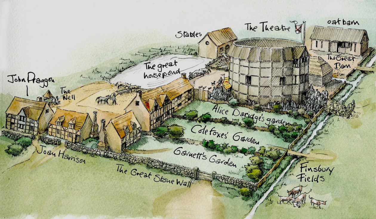 Teatro de Burbage, New Inn Yard, Shoreditch, Hackney, Londres, c1576 2016. de Judith Dobie