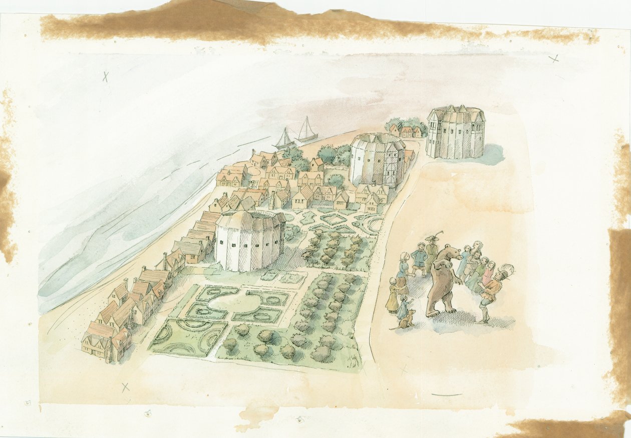Hope Theatre, Rose Theatre e Globe Theatre, Southwark, Londres, c1647 2016. de Judith Dobie