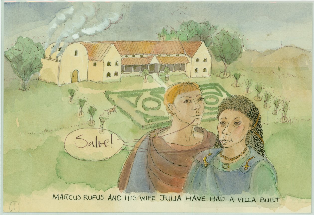 Marcus e Julia, com sua recém-construída vila, 2003. de Judith Dobie