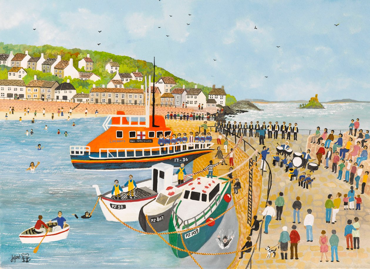 Bênção do barco salva-vidas no Mousehole de Judy Joel