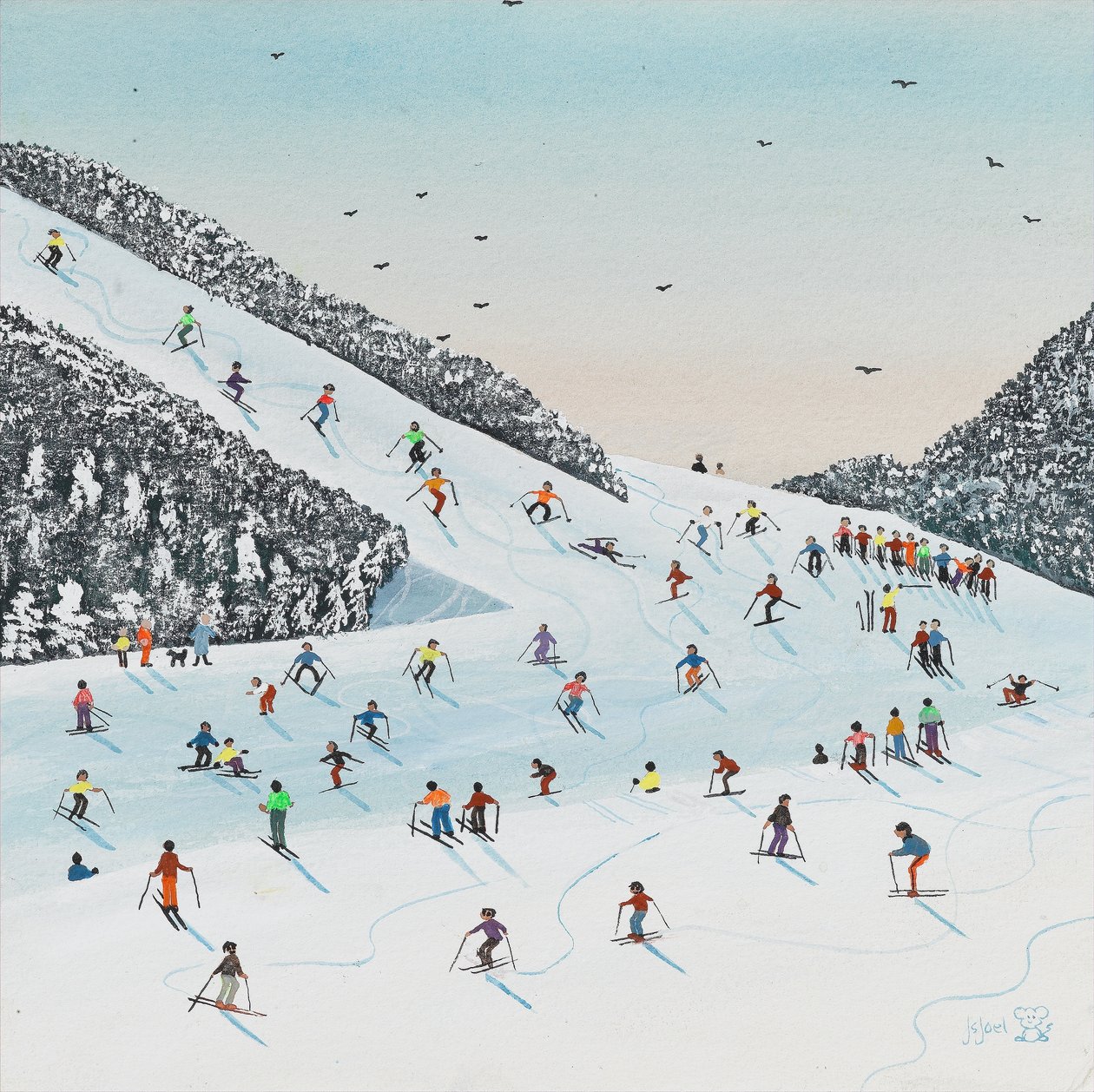 Corrida em descida (guache sobre papel) de Judy Joel