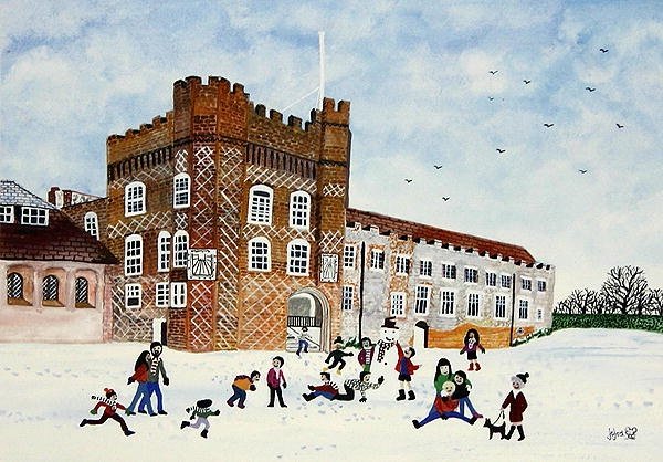 Castelo Farnham, Surrey (aguarela sobre papel) de Judy Joel