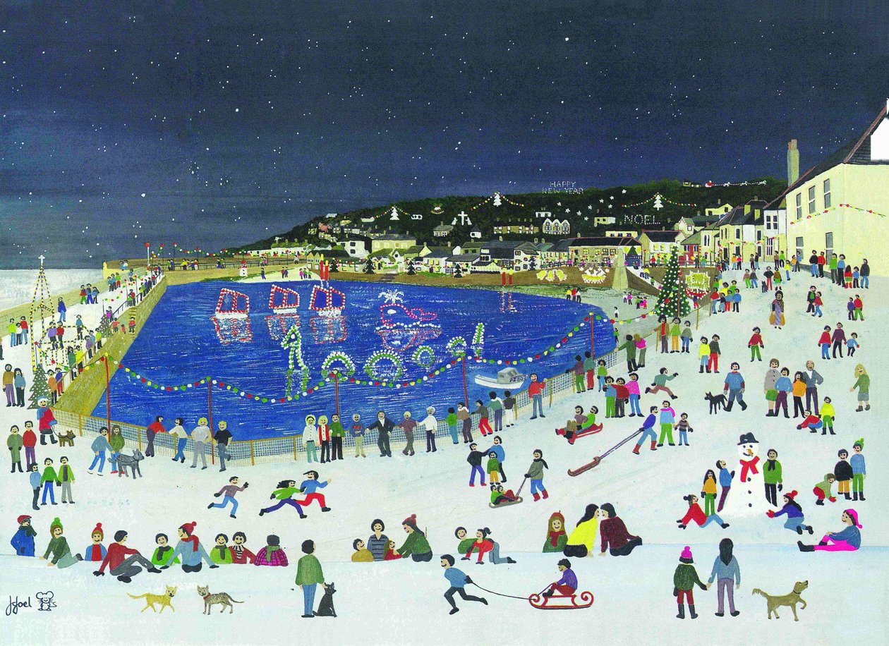 Mousehole Harbor Lights, 2009 (guache no papel) de Judy Joel