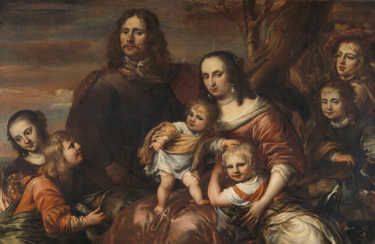 Um casal com seis filhos de Jürgen Ovens