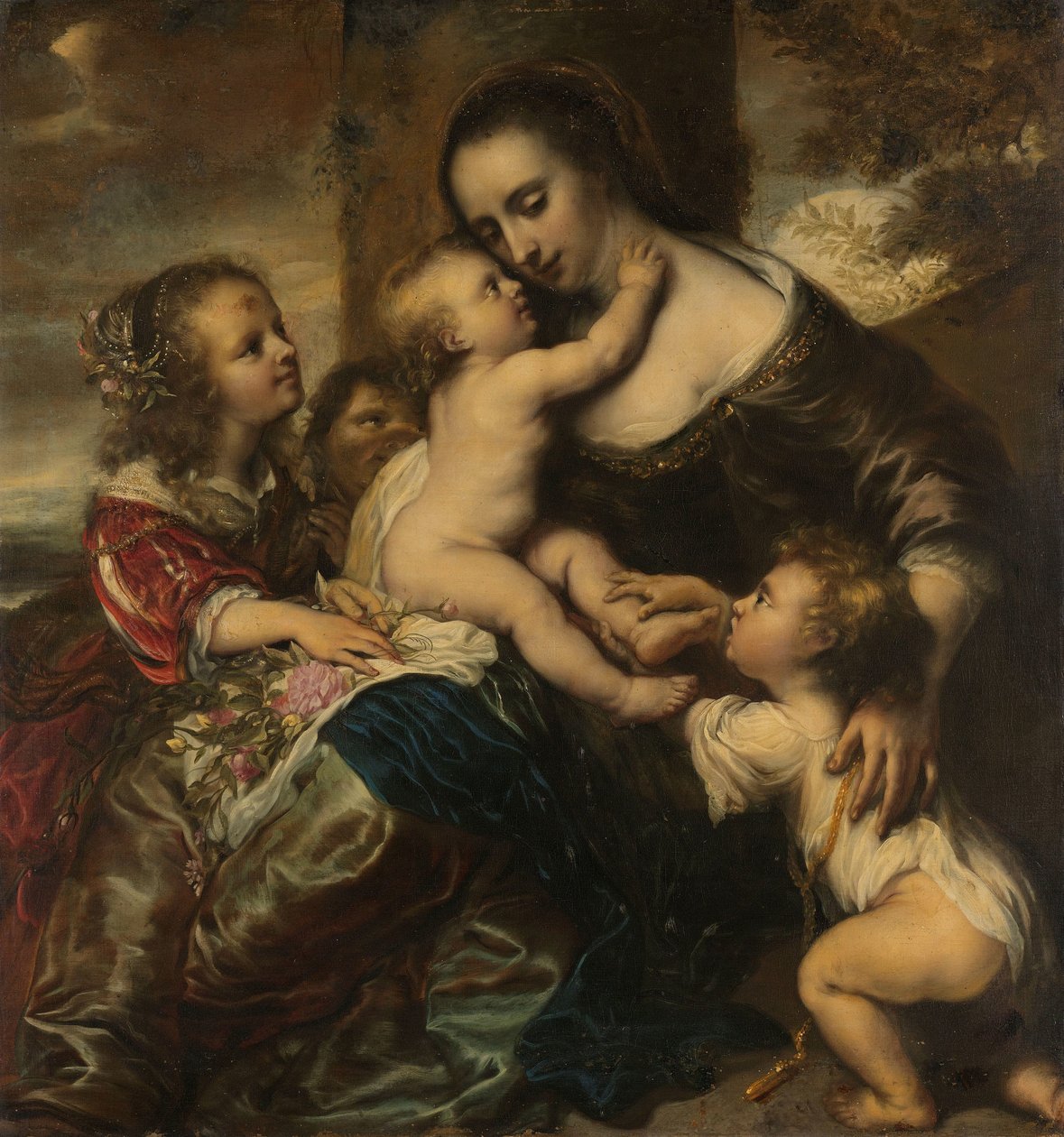 Retrato de uma mulher com quatro filhos, retratada como Caritas de Jürgen Ovens