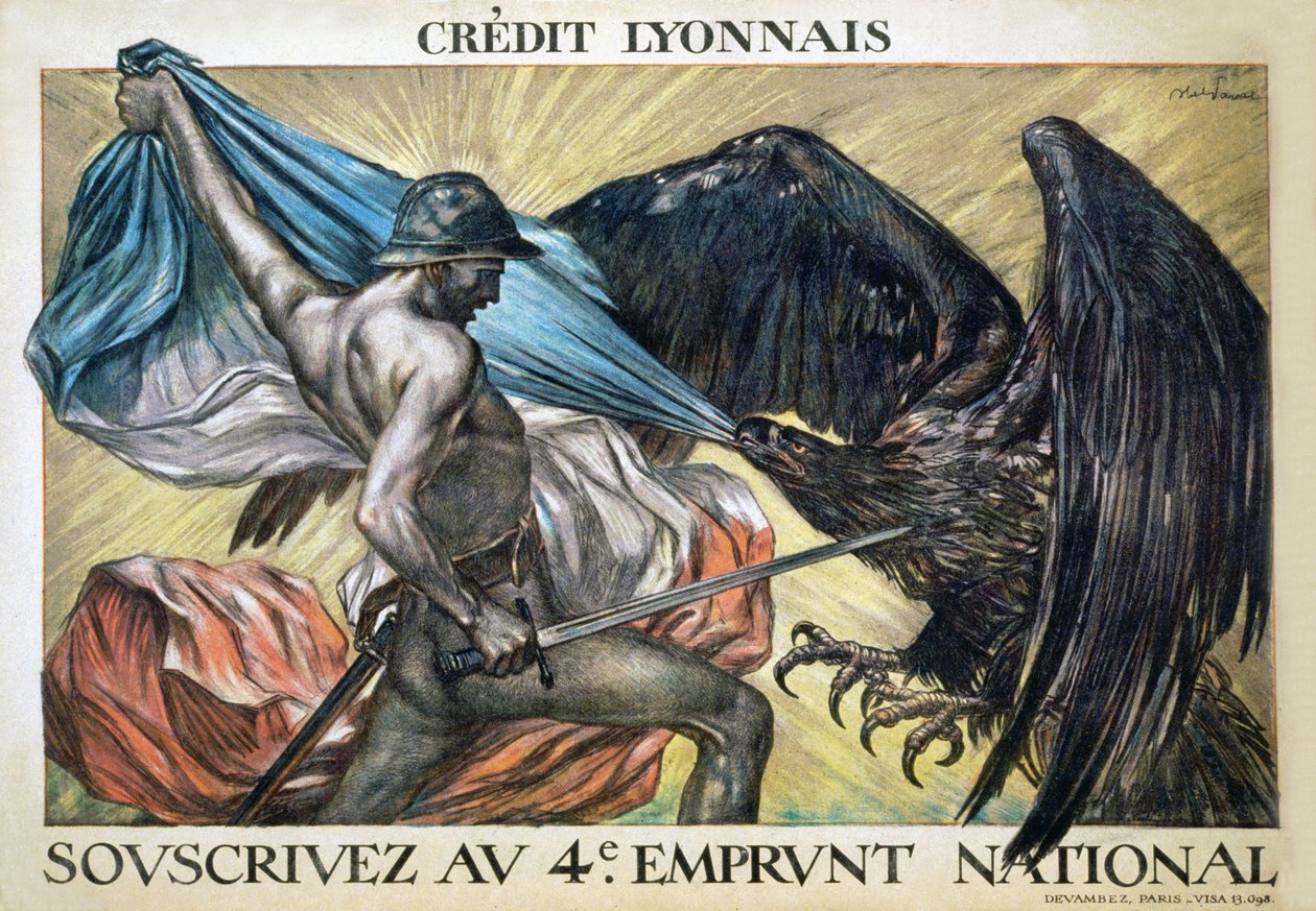 Crédit Lyonnais. Assine o 4º Empréstimo Nacional, 1918 de Jules Abel Faivre