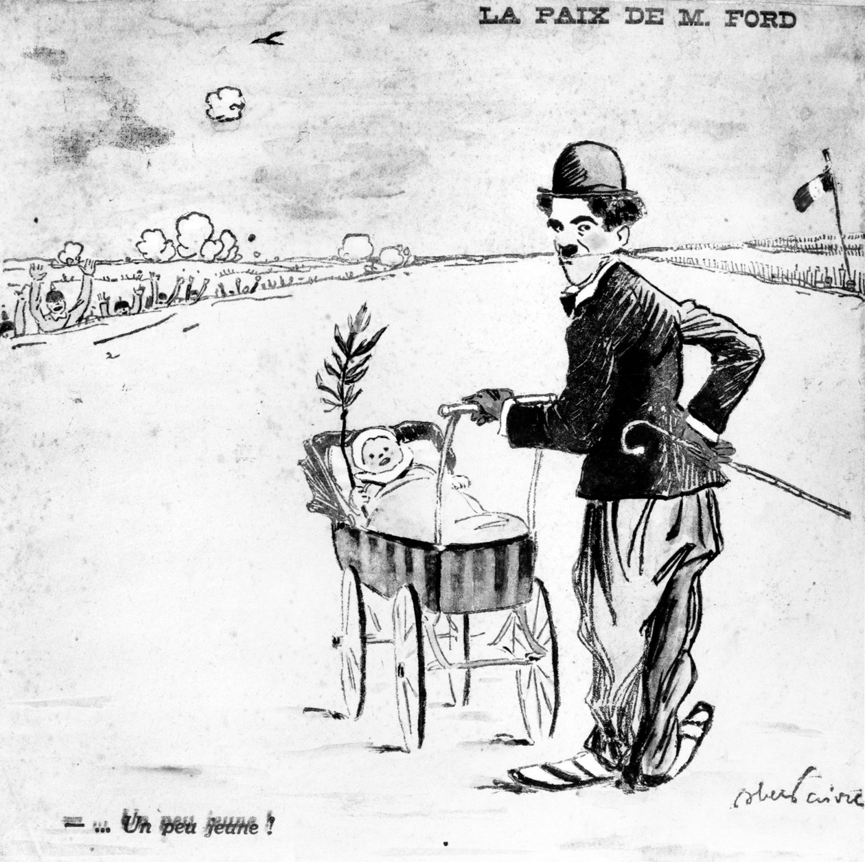 "A paz do senhor Ford", caricatura da capa do jornal "L&39;Echo de Paris", 19 de dezembro de 1915 de Jules Abel Faivre