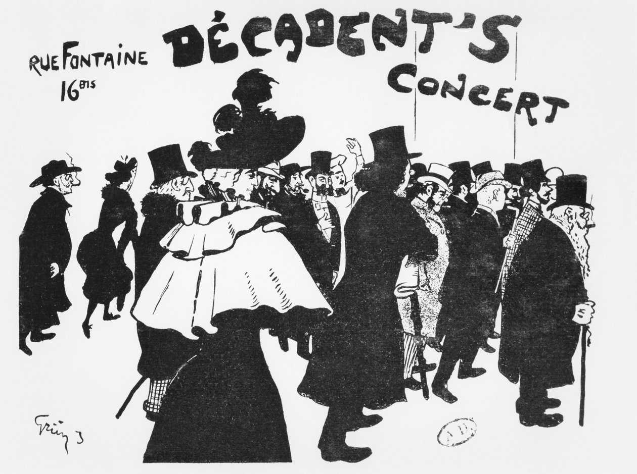 Cartaz publicitário de um concerto no Café des Decadents, 16bis rue Fontaine, Paris, c.1900 de Jules Alexandre Gruen or Grun