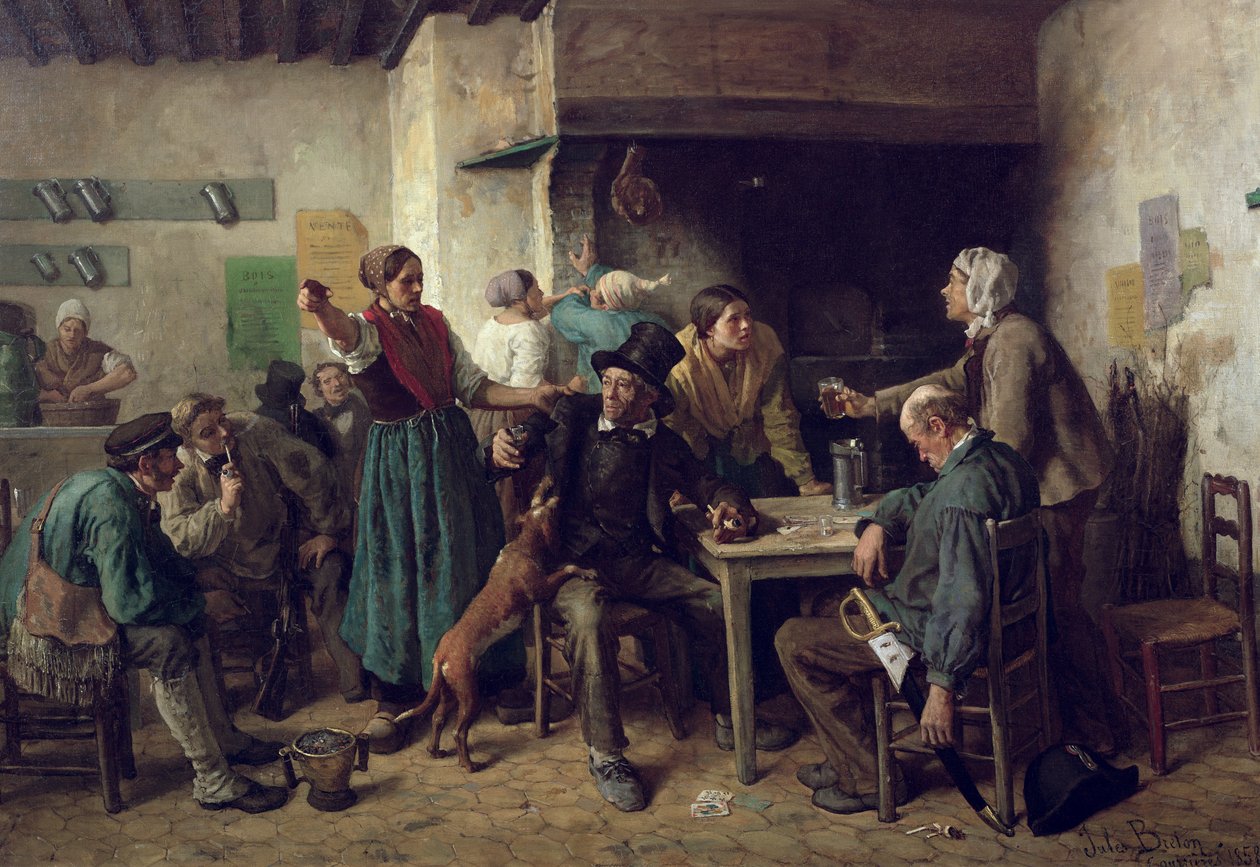 Loja de vinhos segunda-feira, 1858 de Jules Breton