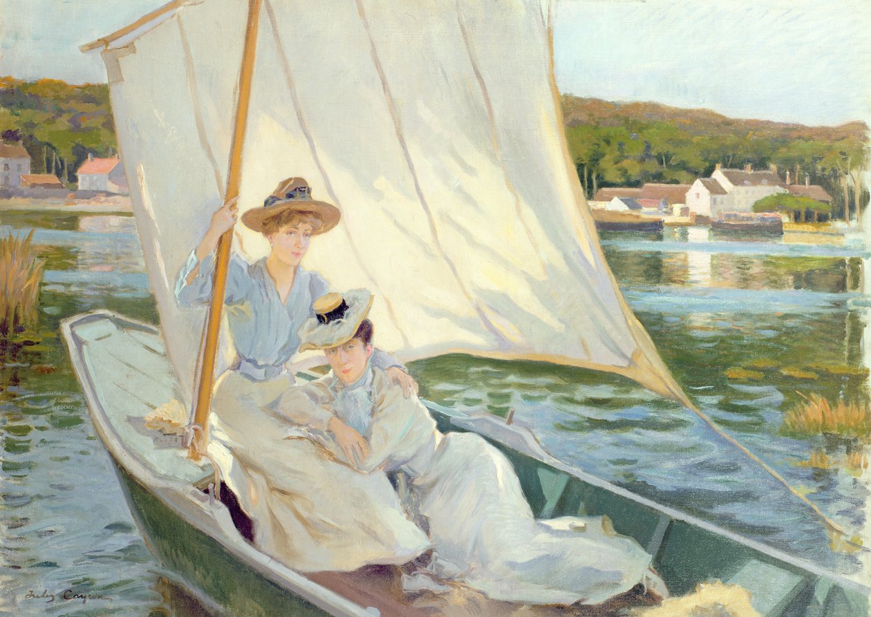 Senhoras em um barco à vela de Jules Cayron