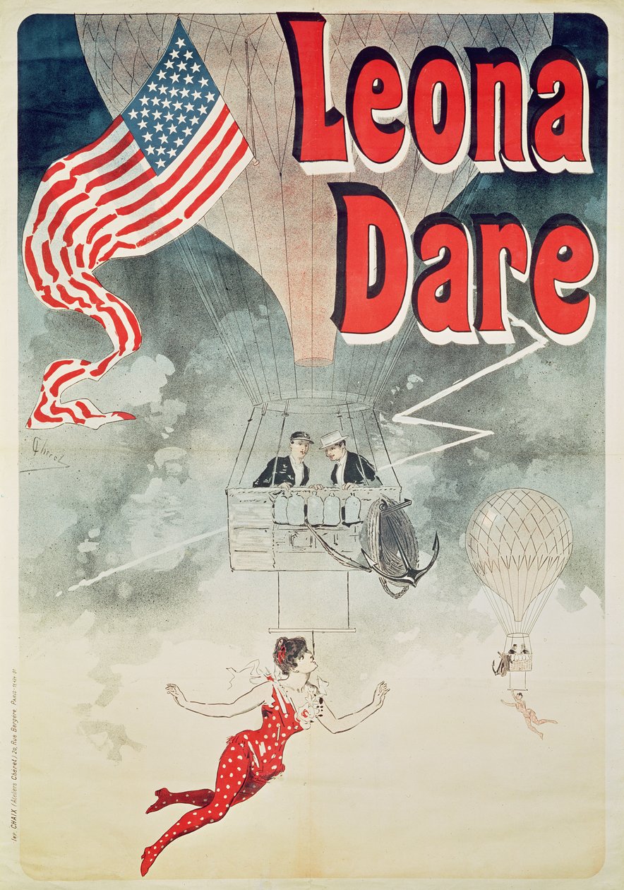 Balonismo: cartaz de Leona Dare, 1890 de Jules Cheret
