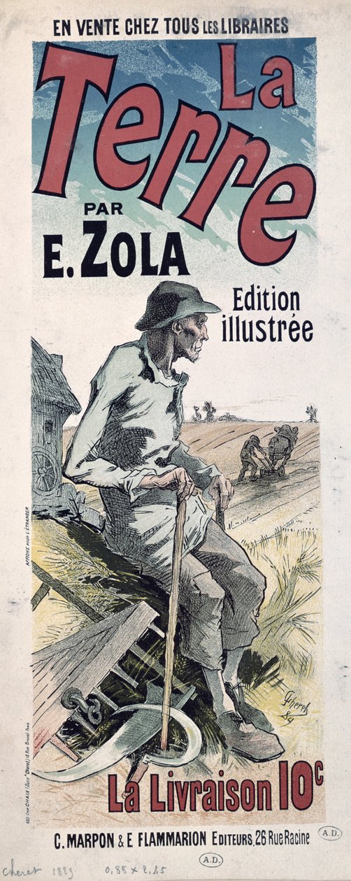 Cartaz publicitário &39;La Terre&39; de Emile Zola, 1889 de Jules Cheret